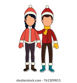 couple with winter clothes