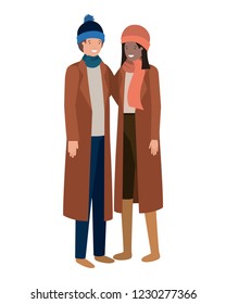 couple with winter clothes avatar character