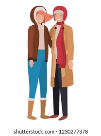 couple with winter clothes avatar character