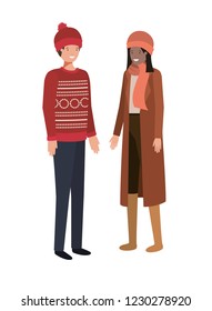couple with winter clothes avatar character