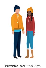 couple with winter clothes avatar character