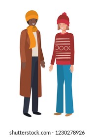 couple with winter clothes avatar character