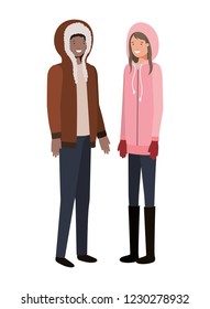 couple with winter clothes avatar character