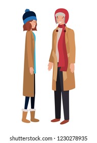 couple with winter clothes avatar character