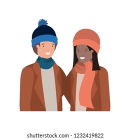 couple with winter clothes avatar character