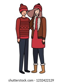 couple with winter clothes avatar character