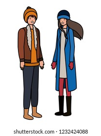 couple with winter clothes avatar character