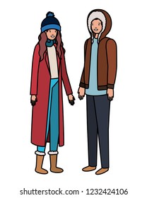 couple with winter clothes avatar character