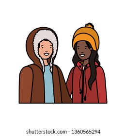 couple with winter clothes avatar character