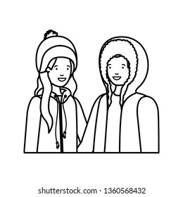 couple with winter clothes avatar character