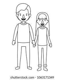 couple with winter clothes characters