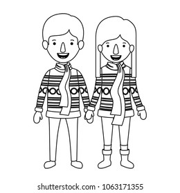 couple with winter clothes characters