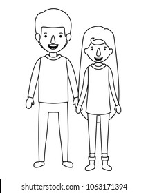 couple with winter clothes characters