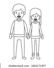couple with winter clothes characters