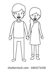 couple with winter clothes characters