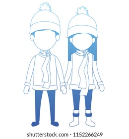 couple with winter clothes characters