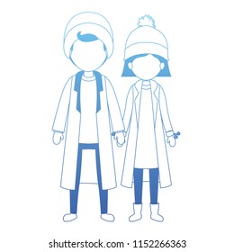couple with winter clothes characters