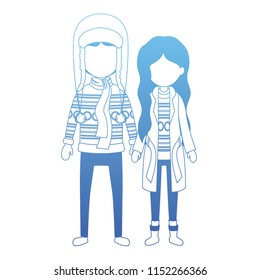 couple with winter clothes characters
