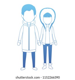 couple with winter clothes characters
