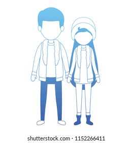 couple with winter clothes characters