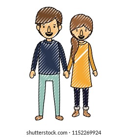 couple with winter clothes characters