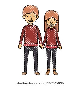 couple with winter clothes characters