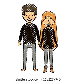 couple with winter clothes characters