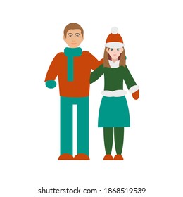 Couple in winter clothes Vector illustration