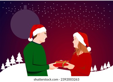 couple wishing each other merry christmas