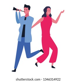 Couple woman and man cartoon