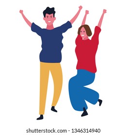 Couple woman and man cartoon