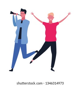 Couple woman and man cartoon