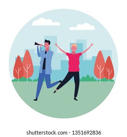 Couple woman and man cartoon