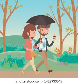 Couple of woman and man cartoon design