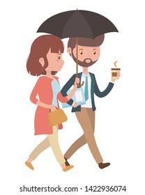 Couple of woman and man cartoon design