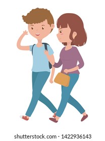 Couple of woman and man cartoon design