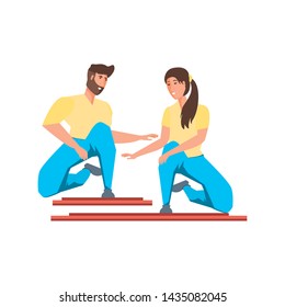 Couple of woman and man cartoon design