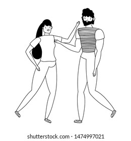 Couple of woman and man cartoon design