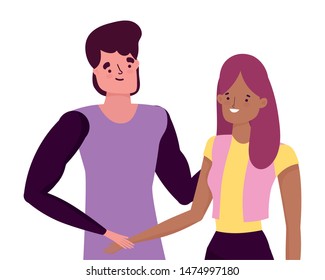 Couple of woman and man cartoon design