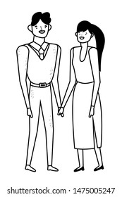 Couple of woman and man cartoon design