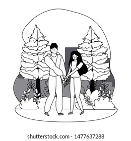 Couple of woman and man cartoon design vector illustration