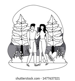 Couple of woman and man cartoon design vector illustration