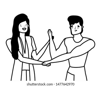 Couple of woman and man cartoon design vector illustration