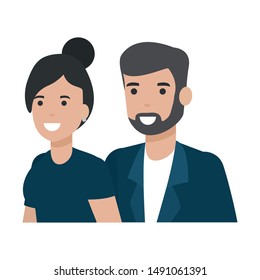 Couple of woman and man cartoon design, Relationship love romance holiday and together theme Vector illustration