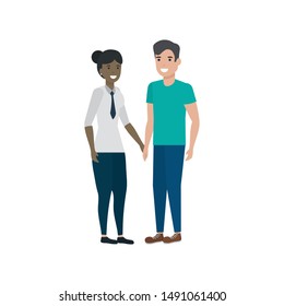 Couple of woman and man cartoon design, Relationship love romance holiday and together theme Vector illustration