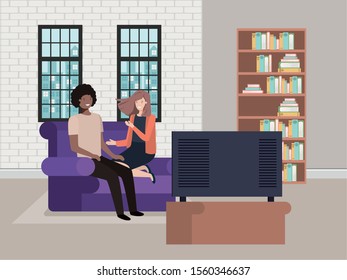 Couple of woman and man design, Relationship love romance holiday and together theme Vector illustration