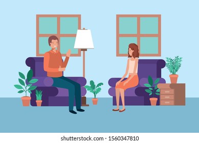 Couple of woman and man design, Relationship love romance holiday and together theme Vector illustration