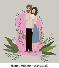 Couple of woman and man drawing design, Relationship valentines day love romance holiday and together theme Vector illustration
