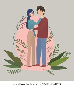 Couple of woman and man drawing design, Relationship valentines day love romance holiday and together theme Vector illustration