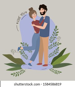 Couple of woman and man drawing design, Relationship valentines day love romance holiday and together theme Vector illustration